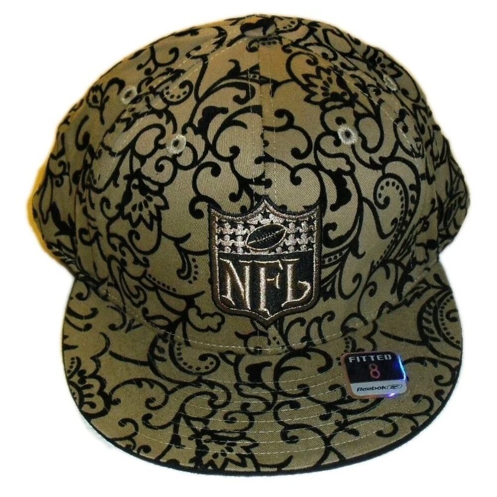 NFL Logo Mens Reebok Paisley Design Fitted Hat Cap sz. 8 New Nfl